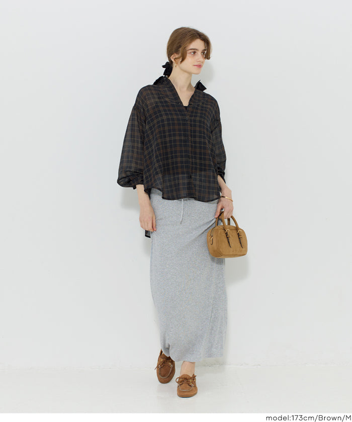 男友風格紋薄襯衫 (Sheer check shirt)