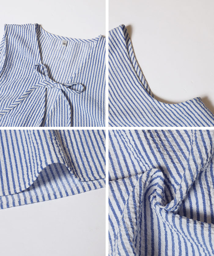 【可配套】凹凸肌理直條紋蝴蝶結背心 (Seersucker ribbon Vest)
