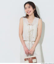 【可配套】凹凸肌理直條紋蝴蝶結背心 (Seersucker ribbon Vest)