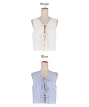 【可配套】凹凸肌理直條紋蝴蝶結背心 (Seersucker ribbon Vest)