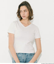 幕斯觸感V領合身短袖上衣 T-shirt