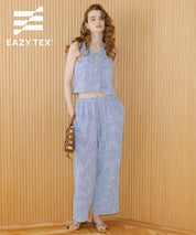 【可配套】凹凸肌理直條紋休閒褲 (Relaxed-fit seersucker pants)
