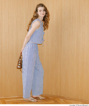 【可配套】凹凸肌理直條紋休閒褲 (Relaxed-fit seersucker pants)