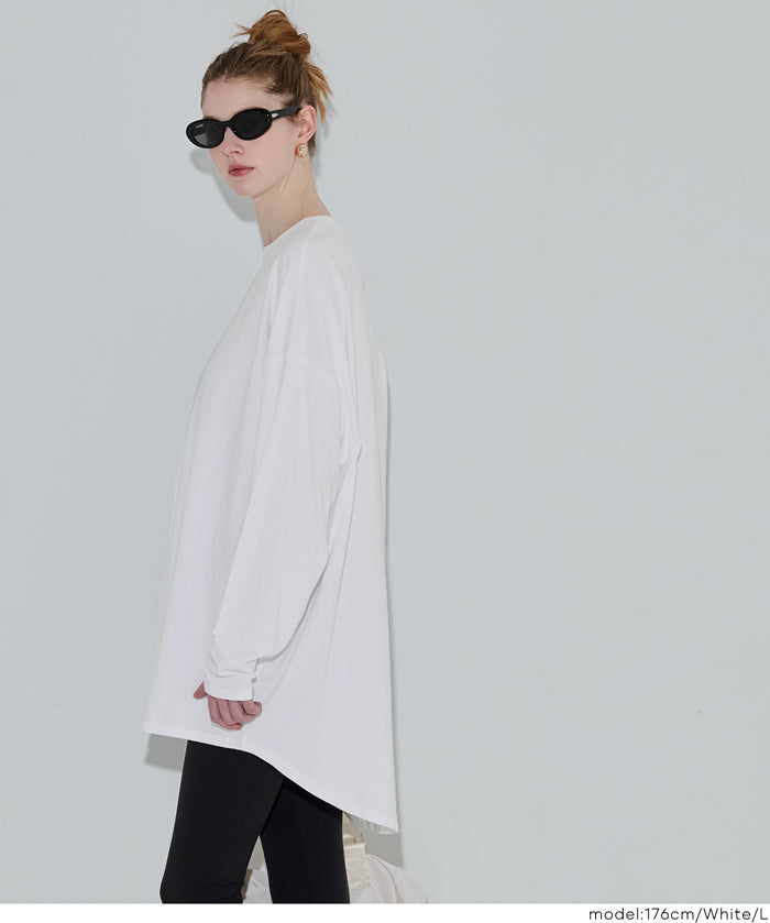 寬鬆線條長袖中長T恤