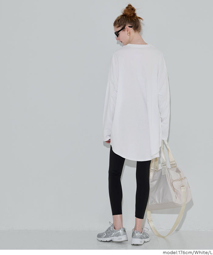 寬鬆線條長袖中長T恤