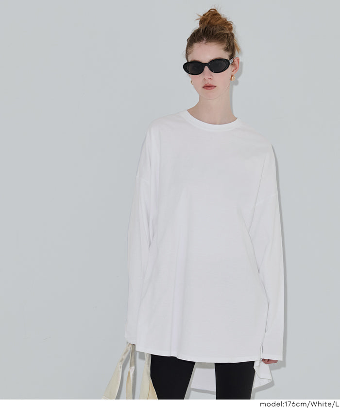 寬鬆線條長袖中長T恤