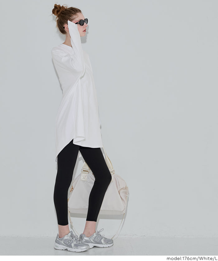 寬鬆線條長袖中長T恤