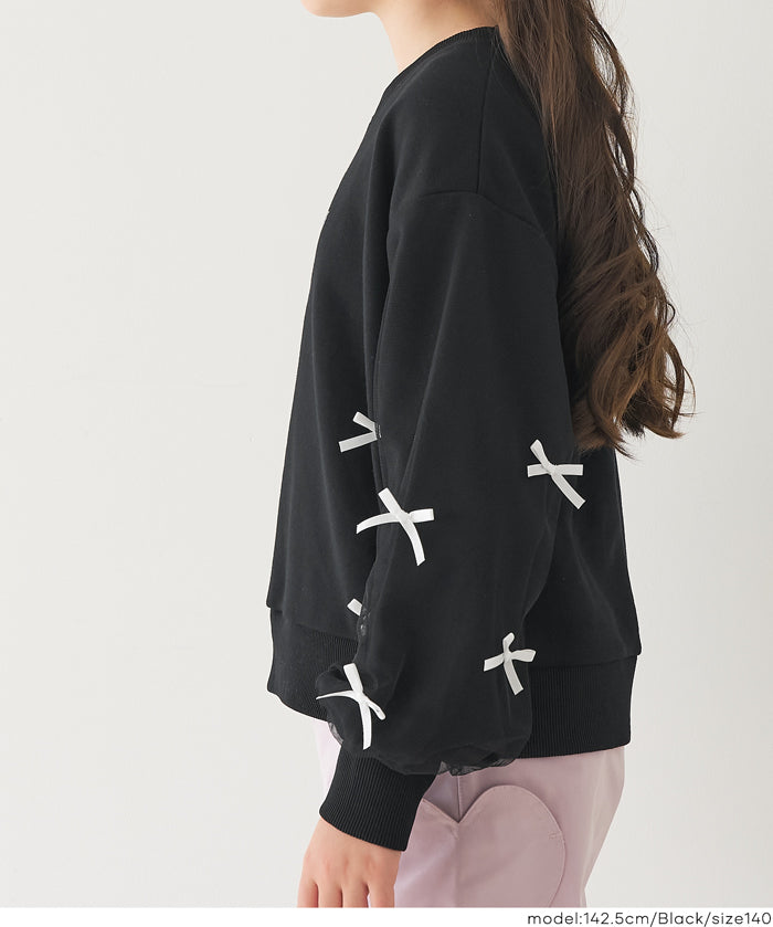 童裝日系袖口蝴蝶結logo長袖衛衣