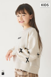 童裝日系袖口蝴蝶結logo長袖衛衣