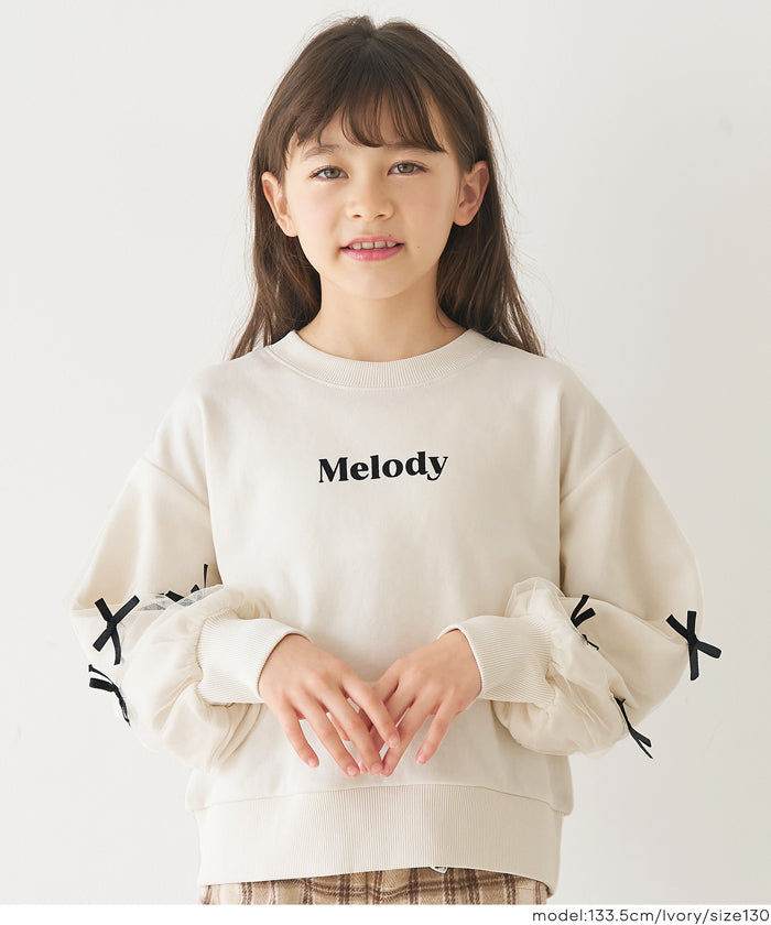 童裝日系袖口蝴蝶結logo長袖衛衣