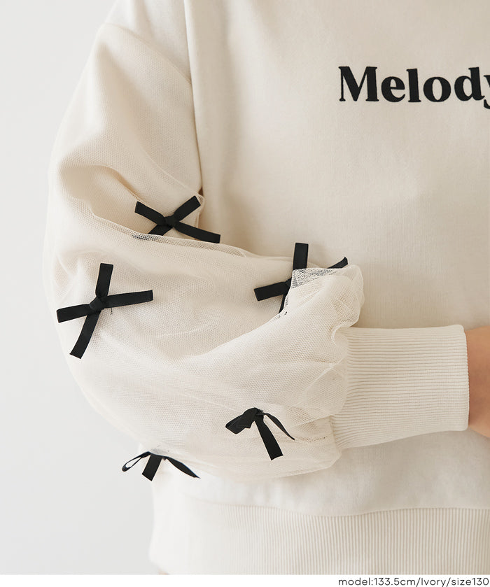 童裝日系袖口蝴蝶結logo長袖衛衣