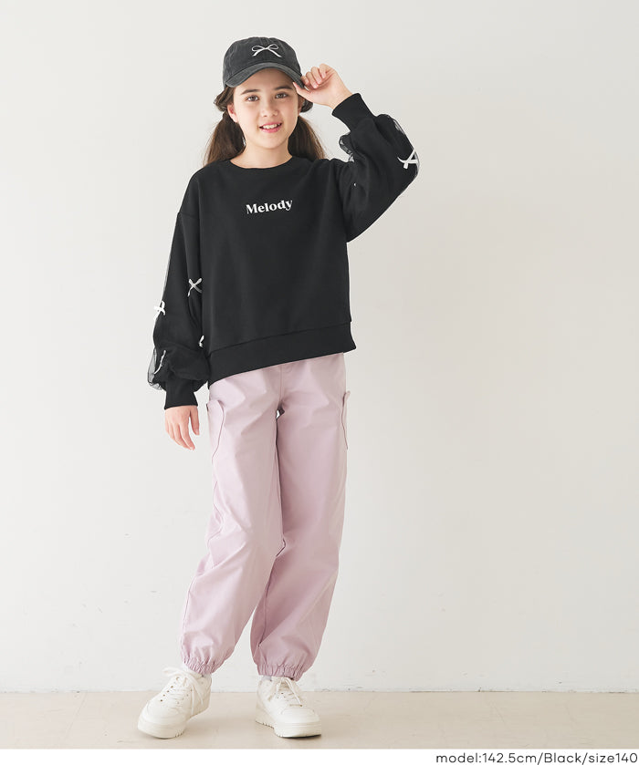 童裝日系袖口蝴蝶結logo長袖衛衣