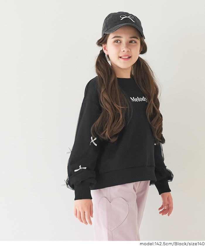 童裝日系袖口蝴蝶結logo長袖衛衣