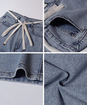 極輕無重力 夏日闊腿抽繩牛仔褲 (Summer denim wide-leg pants)