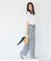 極輕無重力 夏日闊腿抽繩牛仔褲 (Summer denim wide-leg pants)