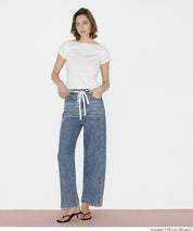 極輕無重力 夏日闊腿抽繩牛仔褲 (Summer denim wide-leg pants)