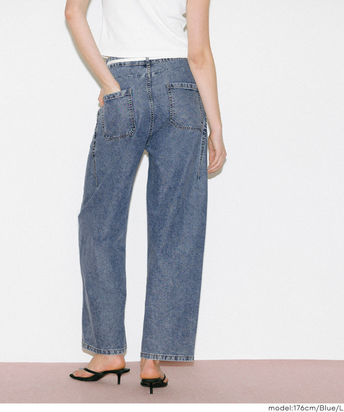 極輕無重力 夏日闊腿抽繩牛仔褲 (Summer denim wide-leg pants)