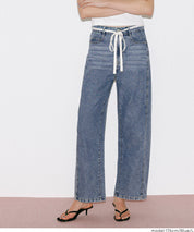 極輕無重力 夏日闊腿抽繩牛仔褲 (Summer denim wide-leg pants)