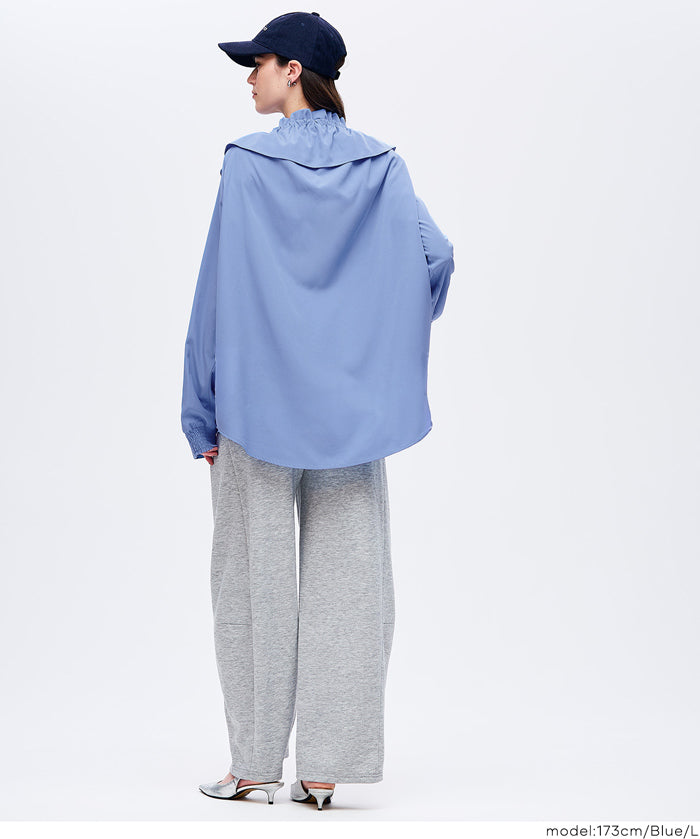 Japanese-style sweet ruffled collar and bow tie shirt 