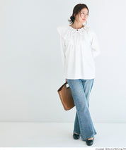 Japanese-style sweet ruffled collar and bow tie shirt 