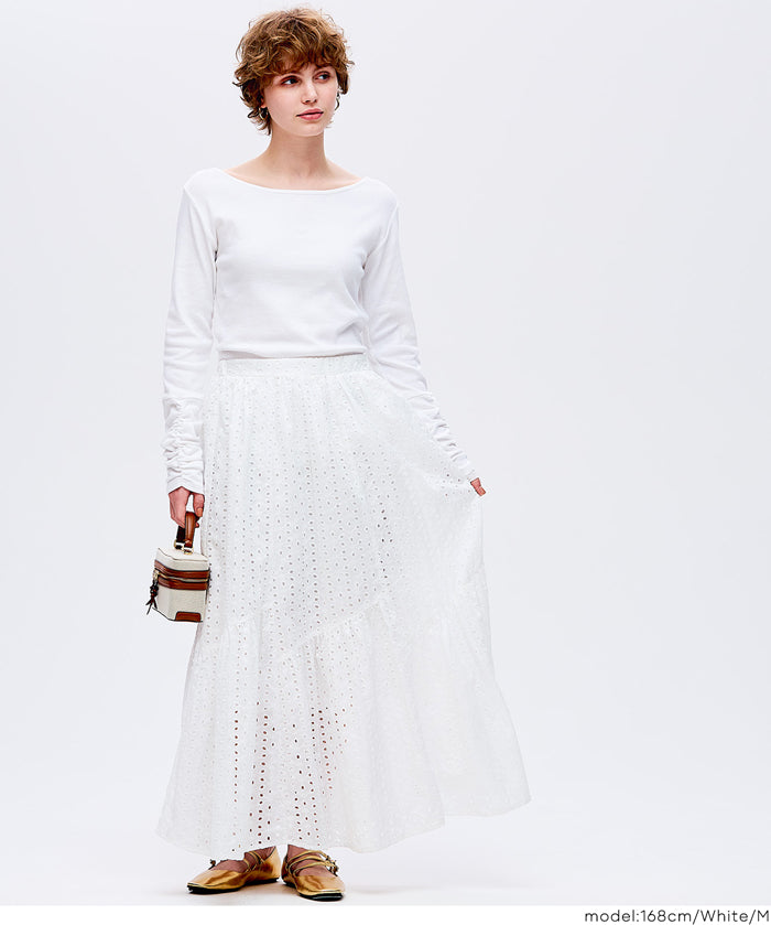 日系棉質蕾絲雙層半裙