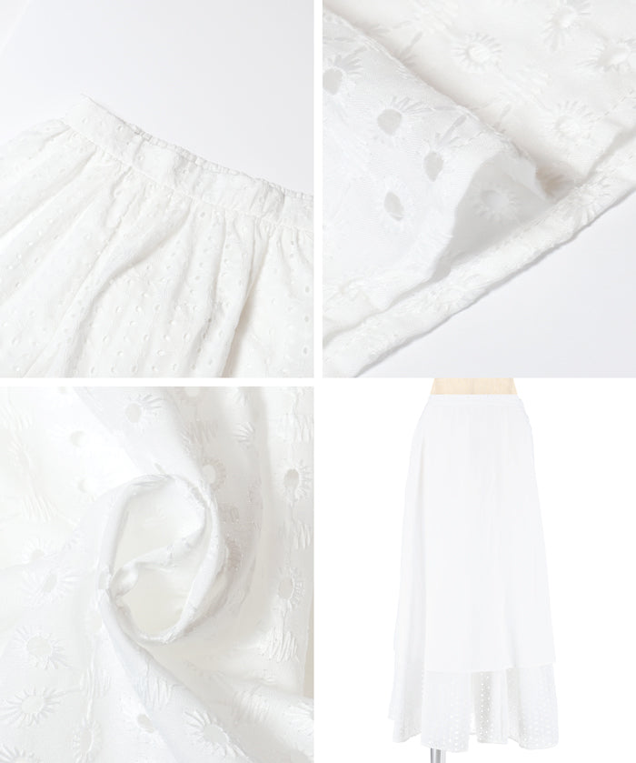 日系棉質蕾絲雙層半裙