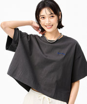短版寬鬆休閒LOGO上衣(Boxy logo top)