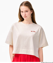 短版寬鬆休閒LOGO上衣(Boxy logo top)