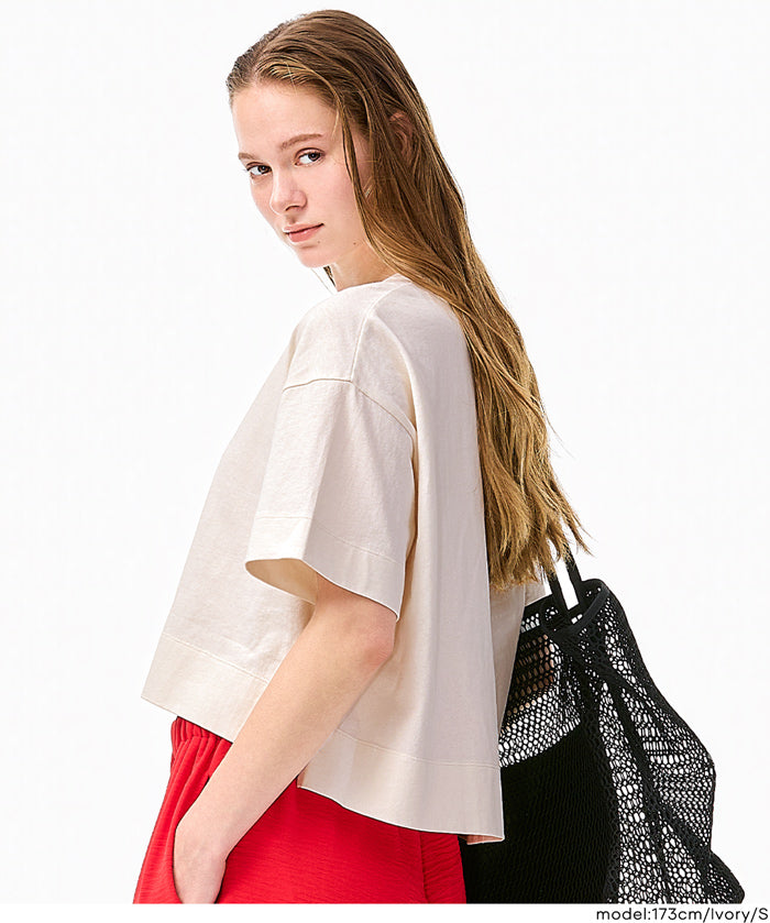 短版寬鬆休閒LOGO上衣(Boxy logo top)