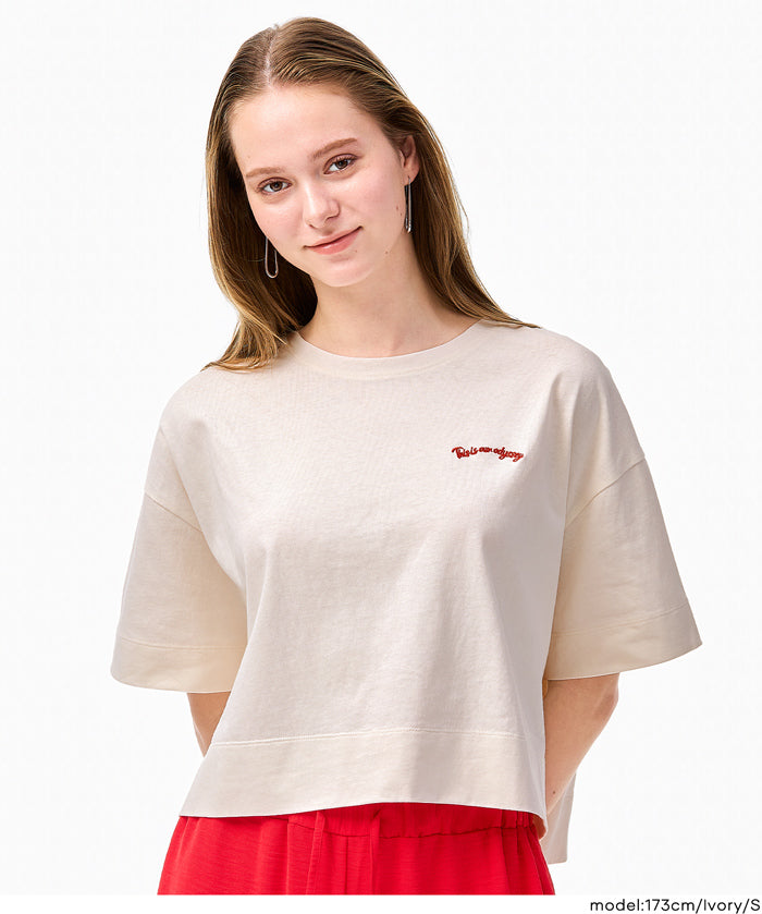 短版寬鬆休閒LOGO上衣(Boxy logo top)