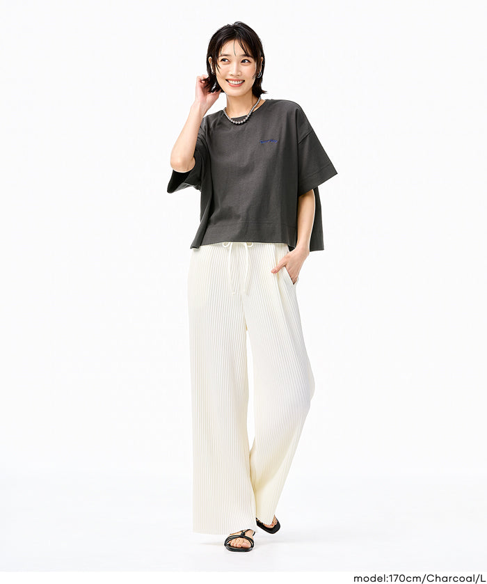 短版寬鬆休閒LOGO上衣(Boxy logo top)