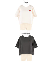 短版寬鬆休閒LOGO上衣(Boxy logo top)