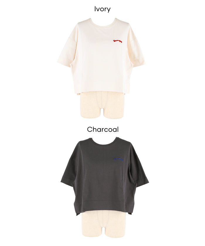 短版寬鬆休閒LOGO上衣(Boxy logo top)