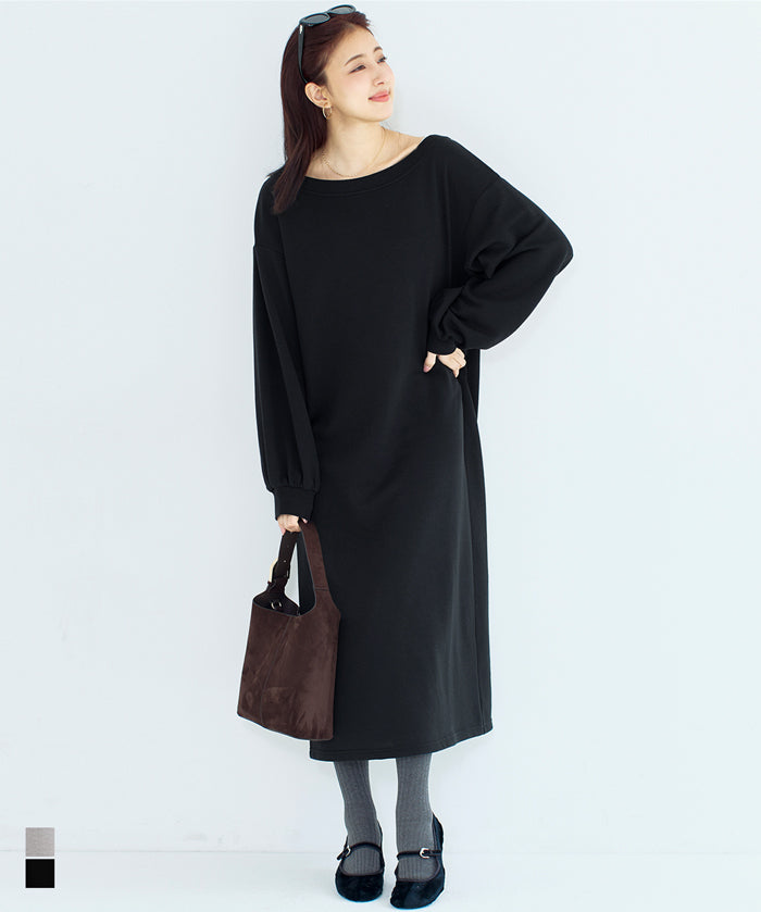2way領口長袖連衣裙