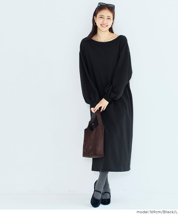 2way領口長袖連衣裙