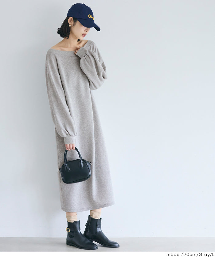 2way領口長袖連衣裙