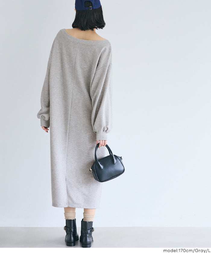 2way領口長袖連衣裙