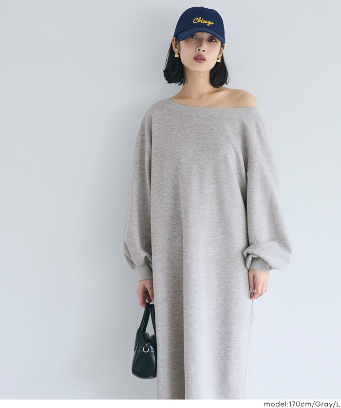 2way領口長袖連衣裙