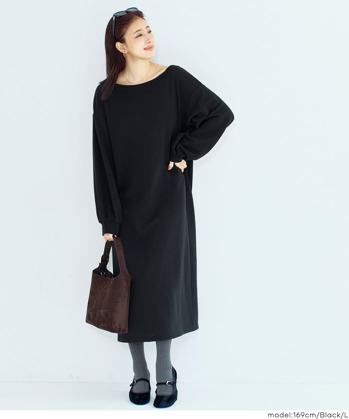 2way領口長袖連衣裙