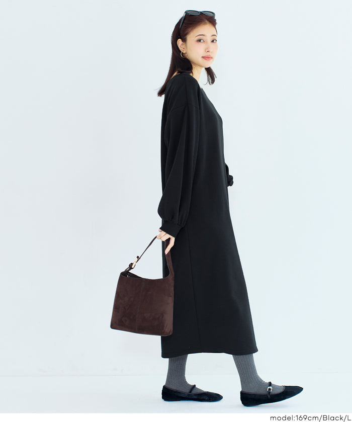 2way領口長袖連衣裙
