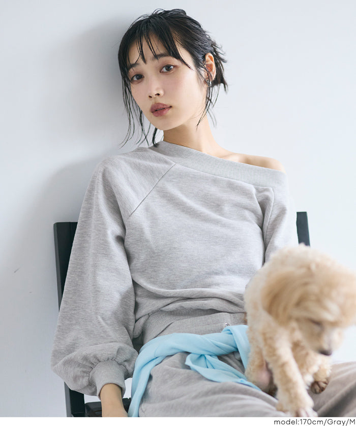 小性感露肩設計長袖衛衣