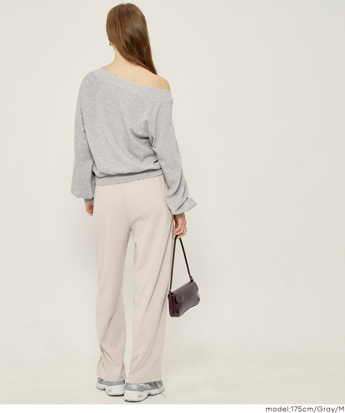 小性感露肩設計長袖衛衣