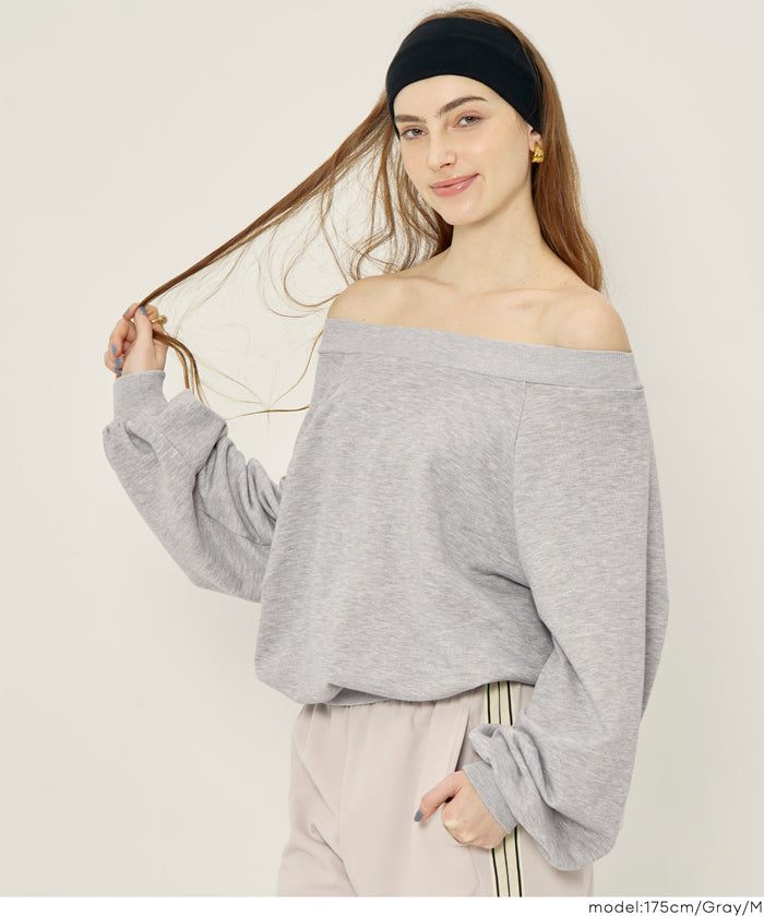 小性感露肩設計長袖衛衣