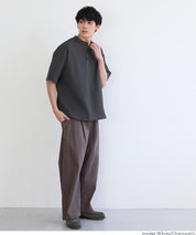 男裝彈性華格夫亨利領短袖上衣