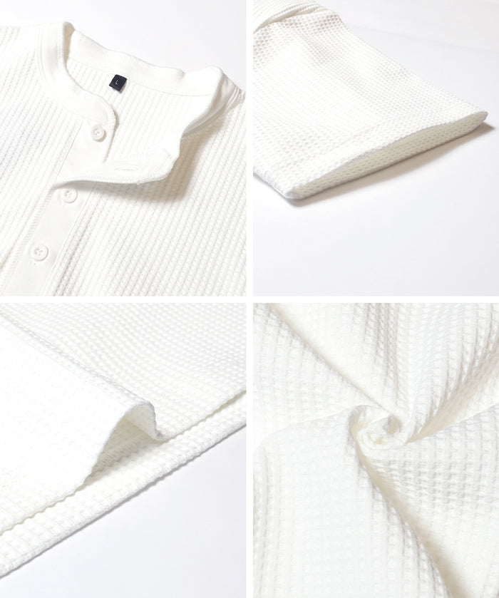 男裝彈性華格夫亨利領短袖上衣