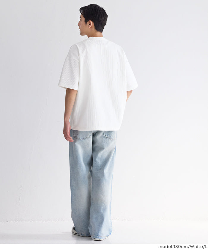 男裝彈性華格夫亨利領短袖上衣