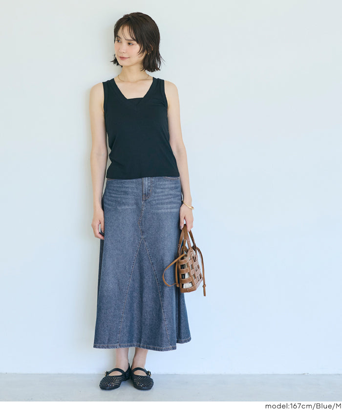 極輕無重力 A字傘裙 (Summer denim flared skirt)