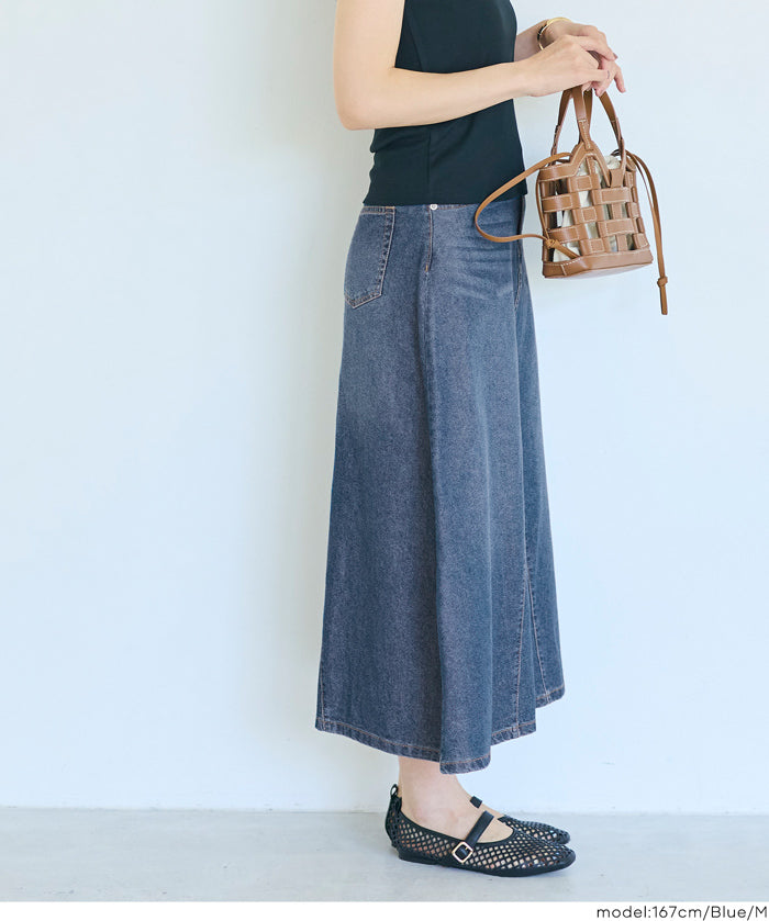 極輕無重力 A字傘裙 (Summer denim flared skirt)
