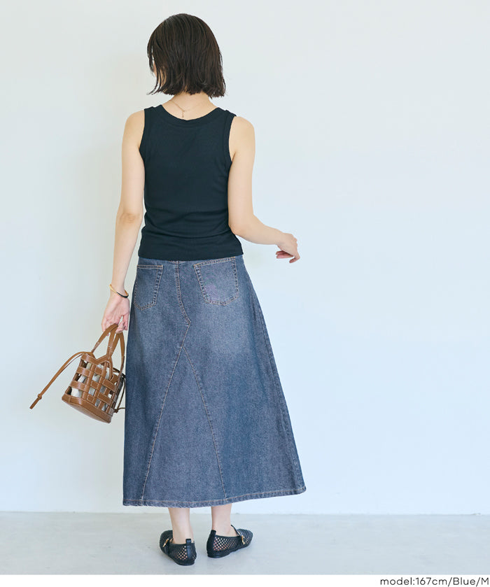 極輕無重力 A字傘裙 (Summer denim flared skirt)