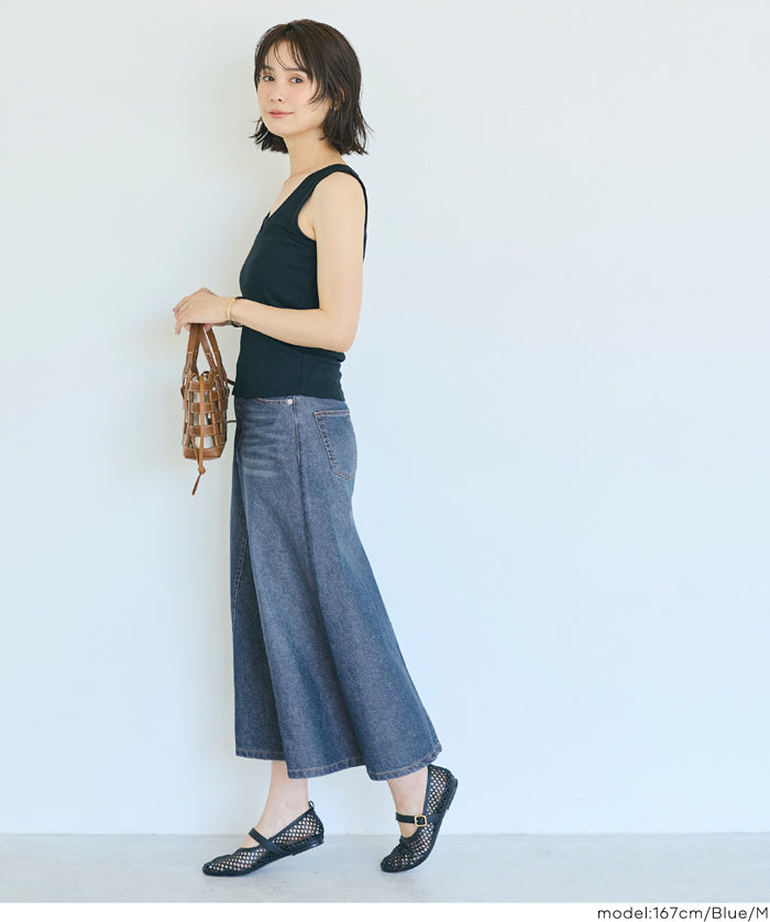 極輕無重力 A字傘裙 (Summer denim flared skirt)